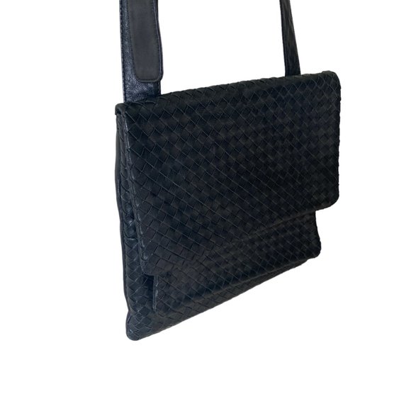 Timmy Woods Beverly Hills Woven Buttery Soft Leather Messenger Crossbody Handbag - Picture 6 of 16